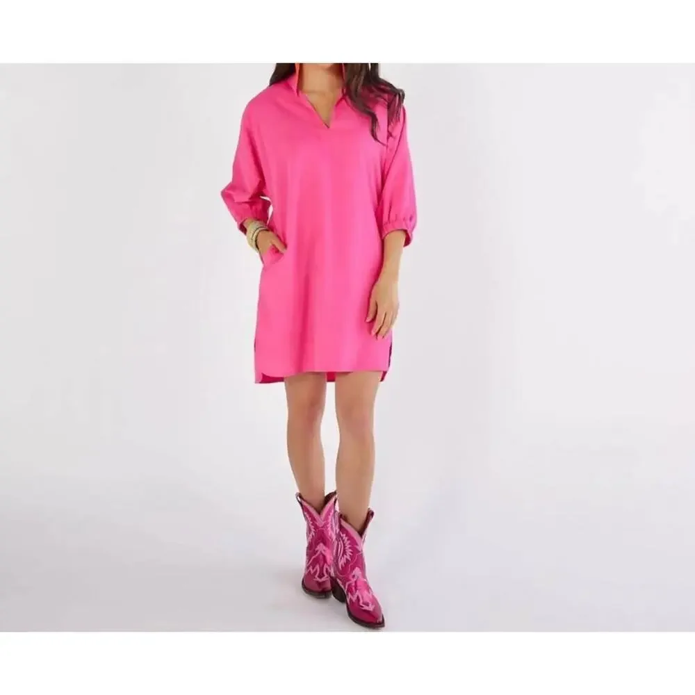 Caryn Lawn Betsy Collar Corduroy Dress One Size Pink Orange NWT